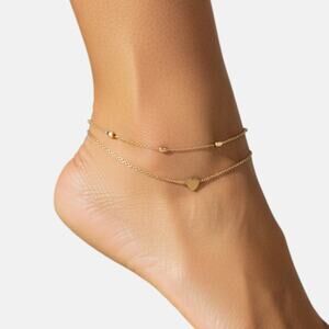 Double-Layer Gold Heart Anklet